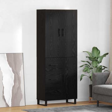 vidaXL Highboard 2 st Zwart Eiken 69,5 x 34 x 180 cm, Huis en Inrichting, Kasten | Dressoirs, Verzenden, Nieuw