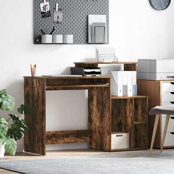 vidaXL Bureau Rook Eiken Bewerkt hout 120,5 x 44 x 88,5 cm, Verzenden, Nieuw