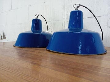Plafondlamp (2) - Vintage industriële emaille hanglamp -