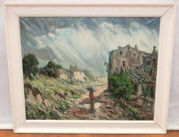 Alfons Serra (1920–1987) - Caminando bajo la lluvia, Antiquités & Art