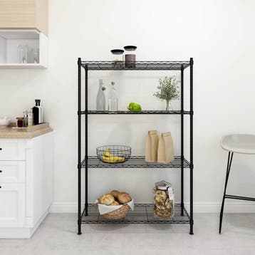 vidaXL Opbergrek 4-laags 200 kg 90x35x137 cm zwart, Huis en Inrichting, Verzenden, Nieuw