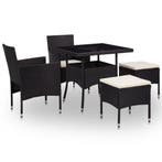 vidaXL 5-delige Tuinset poly rattan en glas zwart, Verzenden, Tuinset