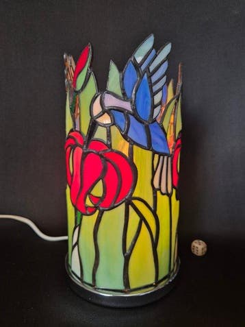 Tafellamp - Glas, Metaal - Tiffany stijl Hummingbird