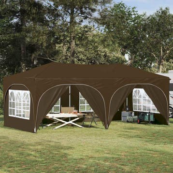 vidaXL Pop-up Feesttent 575 x 288 x 245 cm Taupe Oxford Stof, Verzenden, Nieuw