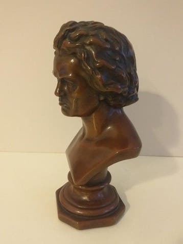 Beeldje, Beethoven - 20 cm - Gepatineerd brons, Antiquités & Art