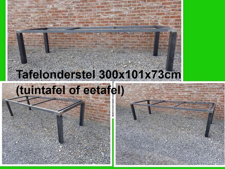 Nieuw stalen tafelonderstel 3 m lang - eettafel - tuintafel, Tuin en Terras, Tuintafels, Nieuw, Metaal, Rechthoekig, Ophalen