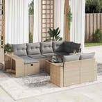 vidaXL 11-delige Tuinset met kussens poly rattan beige, Verzenden, Tuinset