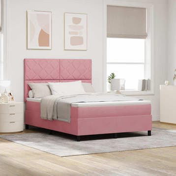 vidaXL LED Box Spring Bed met hoofdeinde Roze 160 x 200 cm, Verzenden, Nieuw