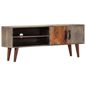 vidaXL Tv-meubel 130x30x46 cm massief ruw mangohout grijs, Verzenden