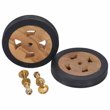 Teak wieltjes (2st) -29% Retour deal: weg is weg!, Tuin en Terras, Verzenden, Nieuw