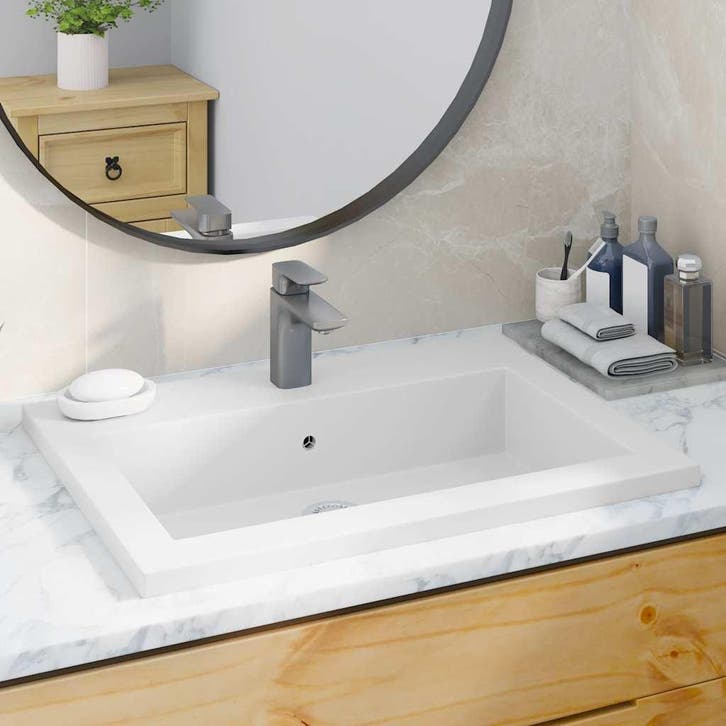 vidaXL Wasbak 600x450x120 mm graniet wit, Doe-het-zelf en Bouw, Sanitair, Nieuw, Verzenden