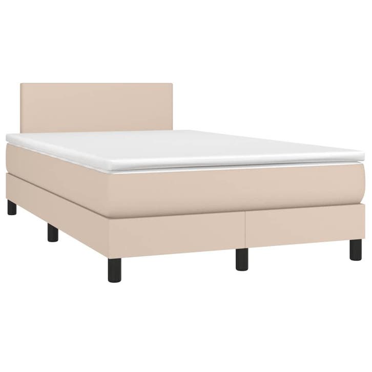 vidaXL Boxspring met matras en LED kunstleer cappuccinokleur, Huis en Inrichting, Slaapkamer | Bedden, Nieuw, Verzenden