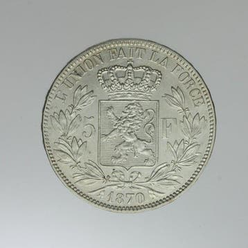 België. Leopold II. 5 Francs 1870 (Zonder minimumprijs)