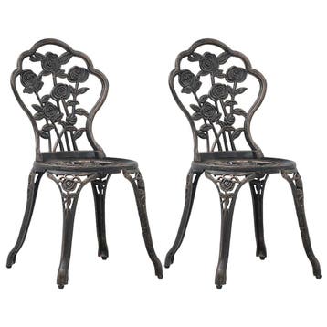 vidaXL Bistrostoelen 2 st gietaluminium bronskleurig, Tuin en Terras, Verzenden, Nieuw