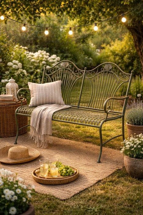 Tuinbank - Metaal - Sierlijke - Romantisch, Antiquités & Art, Curiosités & Brocante