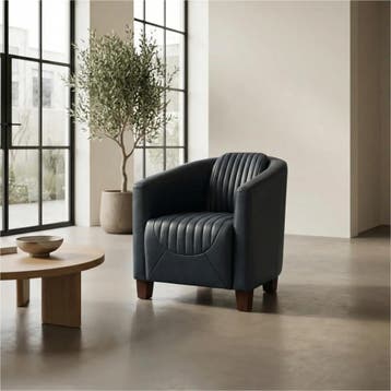 Leren fauteuil Press Special - Granada Blue (blauw) - Poten, Nieuw, Ophalen of Verzenden, Eigentijds, Klassiek, Retro, Romantisch, Vintage