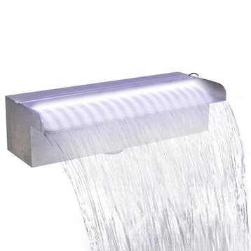vidaXL Zwembadwaterval met LEDs rechthoekig 30 cm roestvrij, Verzenden