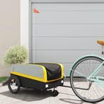 vidaXL Fietstrailer 45 kg ijzer zwart en geel, Verzenden