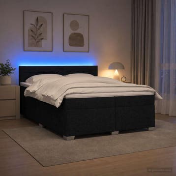 vidaXL Boxspringbed met matras en LED Zwart 200 x 200 cm, Verzenden, Nieuw