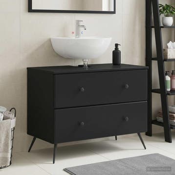 vidaXL Wastafel kabinet voor de badkamer BREDA Zwart 82 x 41, Verzenden, Nieuw