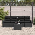 vidaXL Tuinbank Set met opslag met kussen 5 pcs Zwart poly, Verzenden, Nieuw