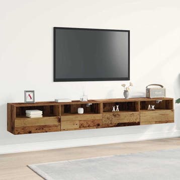 vidaXL TV Wandkast 2 st Oud Hout Bewerkt hout, Verzenden, Nieuw