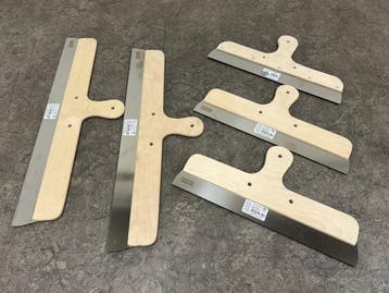 Veiling - Jung spackmessen rvs met houten handgreep set 5-de, Nieuw