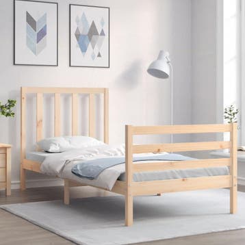 vidaXL Bedframe met hoofdbord massief hout, Verzenden, Nieuw