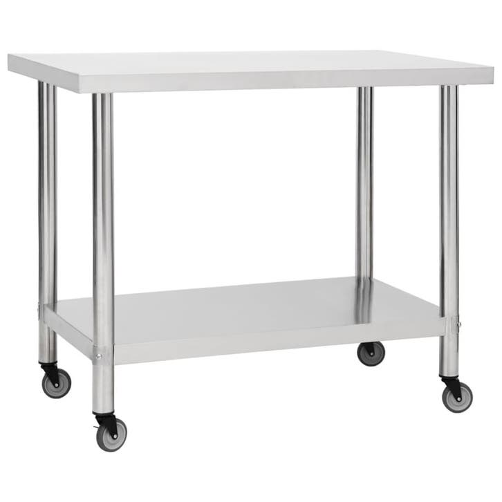 vidaXL Keukenwerktafel met wielen 100x30x85 cm roestvrij, Articles professionnels, Horeca | Autre, Envoi