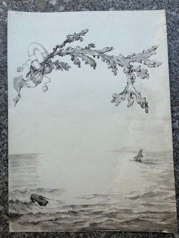 Louise Abbéma (1853-1927). - Paysage Marine avec Bateau et