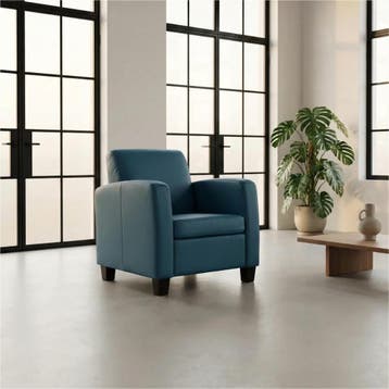 Set van 2 Leren fauteuils Joy - Toledo Turquoise (blauw) -, Nieuw, Ophalen of Verzenden, 50 tot 75 cm, Leer