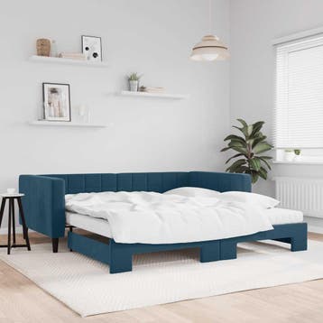 vidaXL Slaapbank onderschuifbed en matrassen 100x200 cm, Verzenden