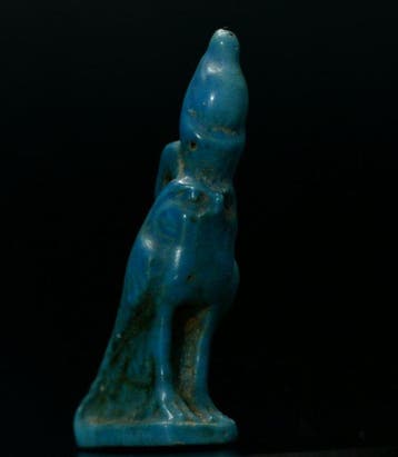 Oude Egypte, Nieuwe rijk Faience Zittende valk Horus die de