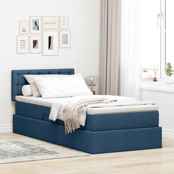 vidaXL Opslag bed met matras Blauw 100 x 200 cm fluweel, Verzenden, Nieuw