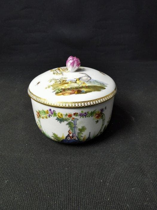 Meissen - Zuccheriera con Scena di Tenner - 1.Wahl - circa, Antiek en Kunst, Antiek | Glaswerk en Kristal