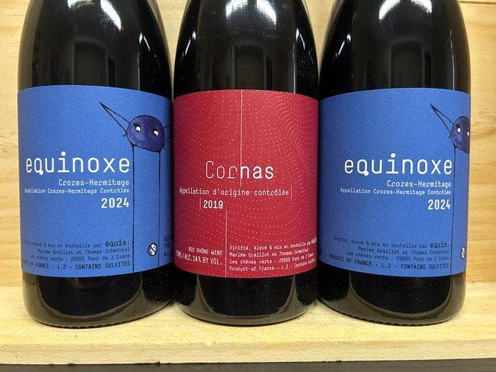 Maxime Graillot : Cornas, x2 Crozes-Hermitage Equinoxe -, Verzamelen, Wijnen
