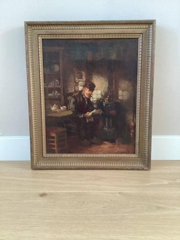 C. Terlouw(1890-1948) - Man met pijp en krant