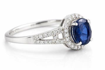 Zonder minimumprijs - Ring Platina - 1.09ct. tw. Saffier -, Nieuw