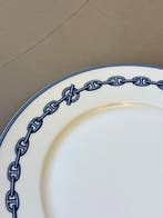 Hermès - Assiette à dîner - Chaine dancre bleu - Porcelaine