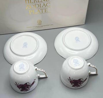Herend - Koffie- en theeservies (4) - Hand-painted teacup, Antiek en Kunst
