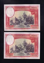Spanje. - 2 x 500 Pesetas - 1935 - Consecutive - Pick 89