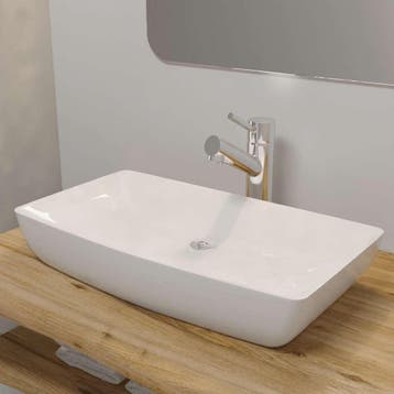 vidaXL Luxe keramische rechthoekige wasbak 71 x 39 cm (wit), Verzenden, Nieuw