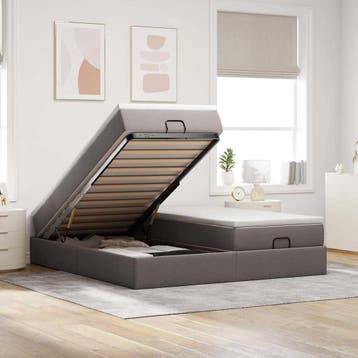 vidaXL Ottoman bed met matrassen 180x200cm stof taupe, Huis en Inrichting, Verzenden, Nieuw