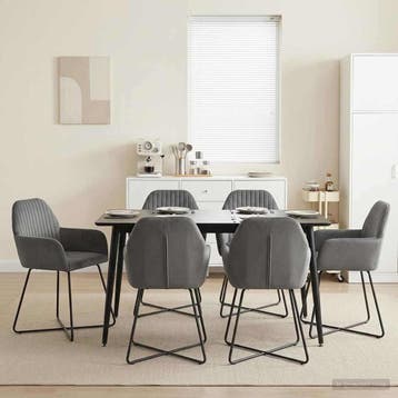vidaXL Eetstoelen 6 st fluweel Donkergrijs 55 x 50 x 84 cm, Verzenden, Nieuw