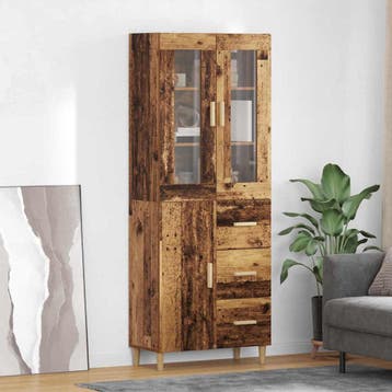vidaXL Highboard met lade Oud Hout 69,5 x 34 x 180 cm, Huis en Inrichting, Kasten | Dressoirs, Verzenden, Nieuw