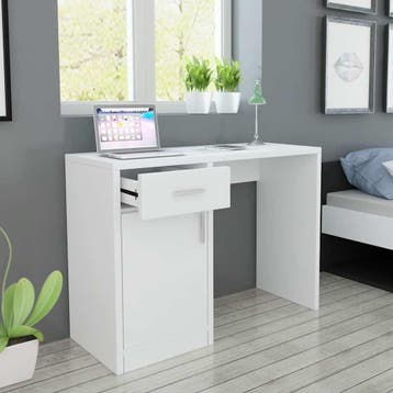vidaXL Bureau met lade en kastje 100x40x73 cm wit, Verzenden