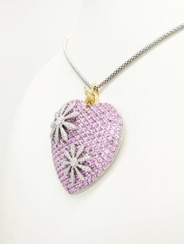 Collier - 18 carats Or blanc Saphir - Diamant