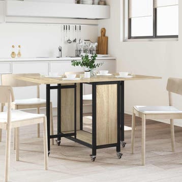 vidaXL Vouwbare eettafel met wieltjes 130 x 80 x 76,5 cm, Huis en Inrichting, Tafels | Eettafels, Verzenden, Nieuw