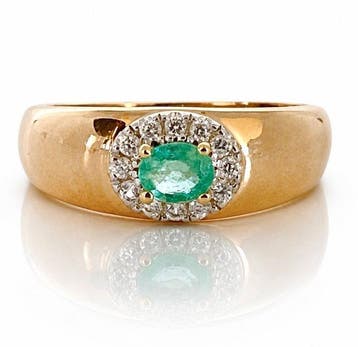 Zonder minimumprijs - Ring 925 zilver verguld, smaragd,, Nieuw