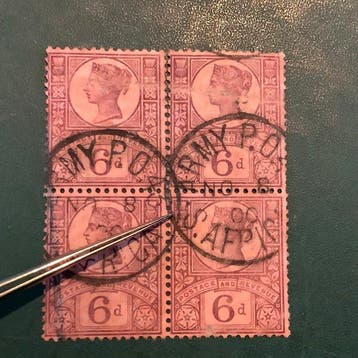 Groot-Brittannië 1887 - 6 Penny in blok van vier met, Gestempeld